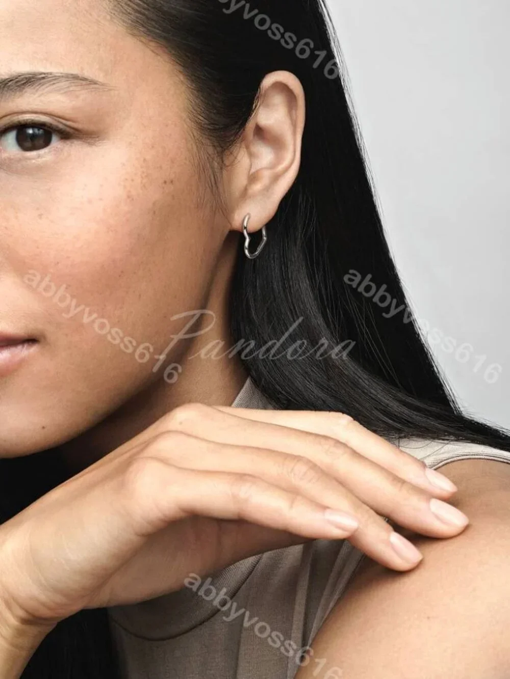 Pandora Asymmetrical Heart Hoop Earrings